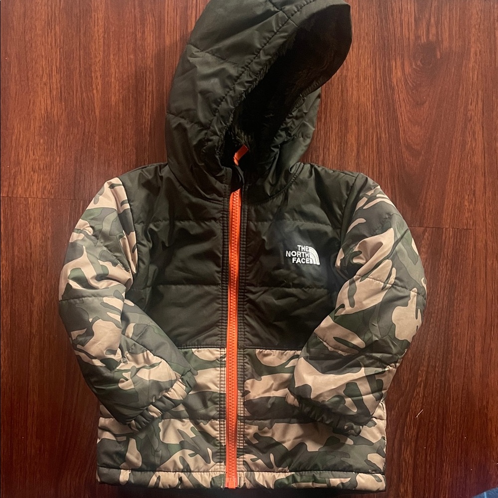 The North Face Black Puffer Jacket with Camouflage Accents